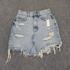 Pilcro Womens Distressed Cut-Off Denim Skirt Size 2 (Measures‎ 26x16)